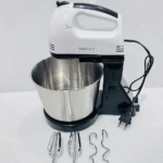 Electric Hand Mixer Cake Mixer Hand Whisk 7 Speed Food Mixers Handheld Flour Bread Egg Beater Blenders with Bowl 2 x Beaters 2 x Dough Hooks (Gray