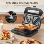 Geepas 3-in-1 Sandwich Maker GSM5425 | 750W Powerful Performance | Includes Grill & Waffle Plates| Non-Stick Coating| Compact Design| Easy Cleaning - Image 4