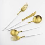 Gold-colored knife, fork, spoon, and teaspoon set - Image 6