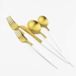 Gold-colored knife, fork, spoon, and teaspoon set - Image 7