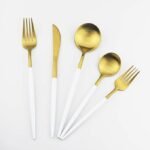 Gold-colored knife, fork, spoon, and teaspoon set - Image 5