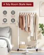 White metal rolling garment rack - Image 9