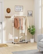 White metal rolling garment rack - Image 8