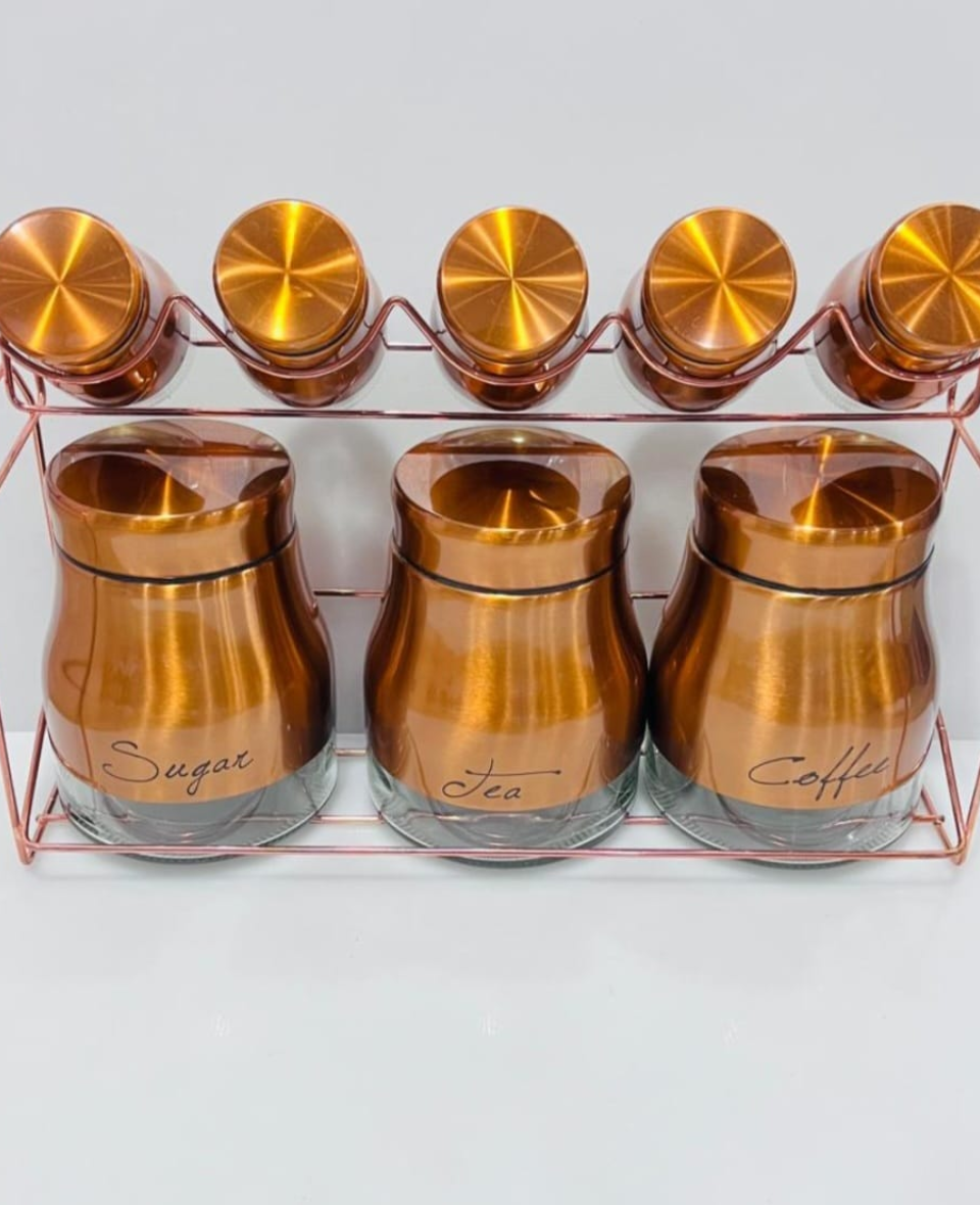 New Project (18) Jar set with a rack for sugar, tea, and coffee. - Image 1