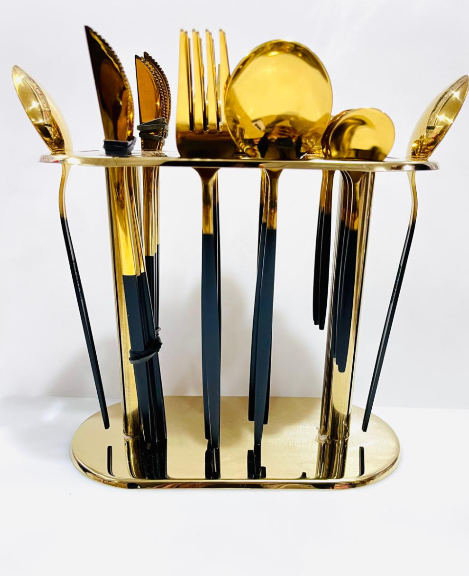 New Project (19) Gold-plated stainless steel cutlery set without a stand. - Image 1