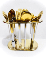 Gold-plated stainless steel cutlery set without a stand. - Image 2