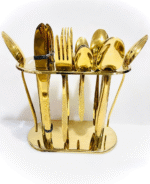Gold-plated stainless steel cutlery set without a stand. - Image 3