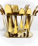 Gold-plated stainless steel cutlery set without a stand. - Image 4