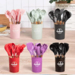Silicone cooking utensil set nonstick