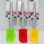 Silicone spatulas with stainless steel handles.