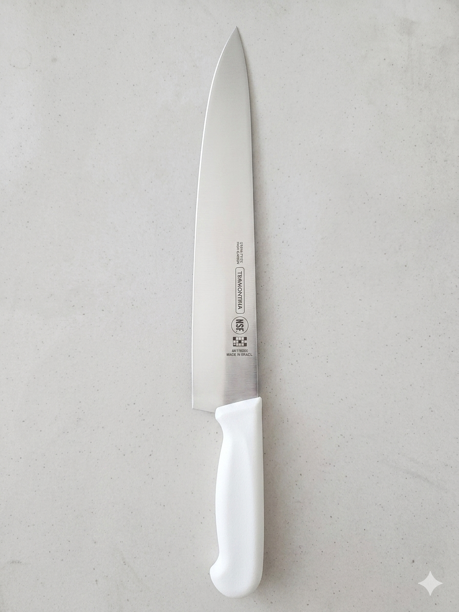 1779190653774 original Tramontina professional kitchen knife with a white handle. - Image 1