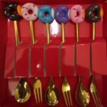stainless steel dessert spoons and forks with cute silicone donut